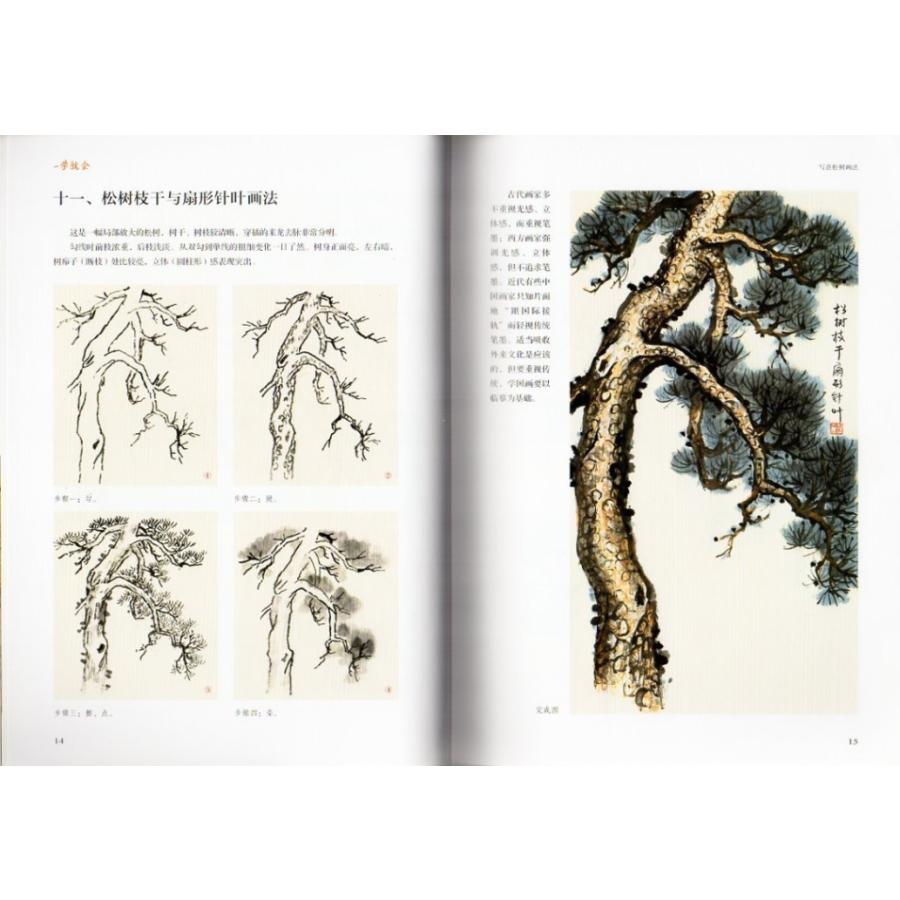写意松木の画法　勉強すればすぐに描ける　水墨画技法書　中国語書籍　 一学就会　写意松#26641;画法