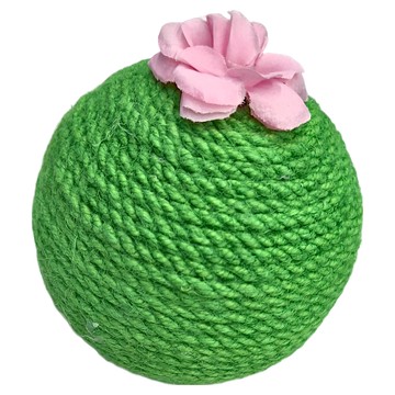 不倒翁貓抓球 內置鋼珠 劍麻貓玩具  101g  仙人掌 綠色 + 粉色  1個