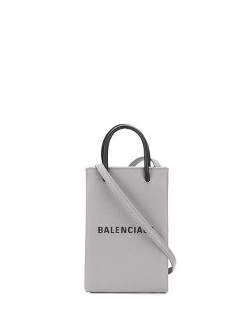 Balenciaga - logo print crossbody bag - unisex - Leather - One Size - Grey