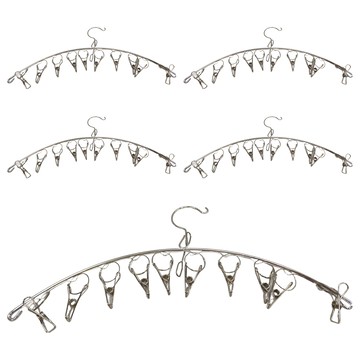 收納王妃 弧形不鏽鋼曬衣架衣夾 10夾 44 x 20cm 148g 五個  升級款加厚  1組