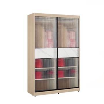 文創集 維爾泰鋁框4.1尺岩板玻璃衣櫃(吊衣桿x2＋內多分層格)-122x60x196cm免組