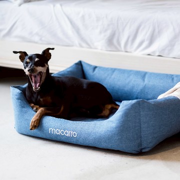 macarro 寵物乳膠床 棉麻布 L號 四色 - Denim 丹寧藍