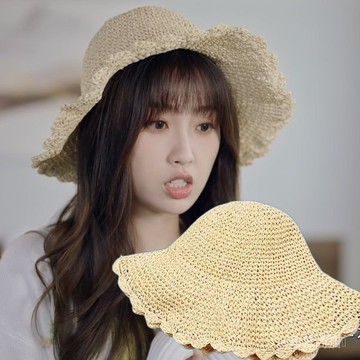 ✨可開發票#兩個人的森林虞書欣衕款帽子可折疊鏤空花邊草帽女文藝複古遮陽帽#免運