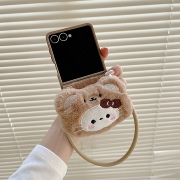 棕色毛絨 小熊公仔 三星 z flip7 flip6 flip5 flip 6 5 4 7 防摔 手機殼 手提 保護套