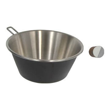 Truvii 趣味 iO碗 木柄 550ml 304不銹鋼 天然柚木 耐用耐熱耐磨抗腐蝕  黑夜  1個