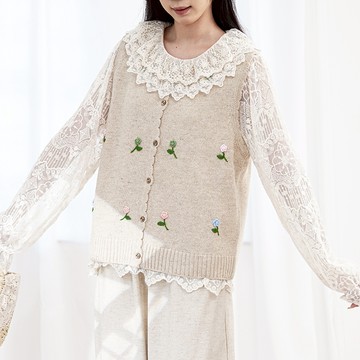 手工繡花針織背心758908