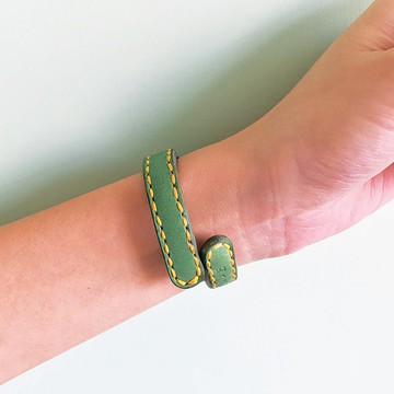 客製化禮物 玩味配色黃銅芯皮革手環