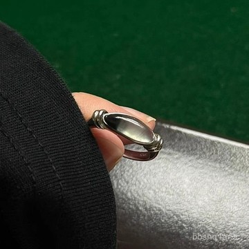 💖限時下殺💖s925純銀冷淡風橢圓銀耀石開口戒指輕奢時尚個性食指戒清冷感指環