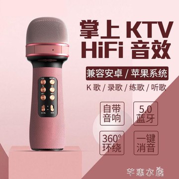 麥克風 無線藍芽麥克風話筒音響一體掌上K歌寶手機KTV帶聲卡兒童家用神器【摩可美家】