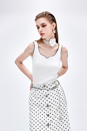 偽手工鑲邊針織背心