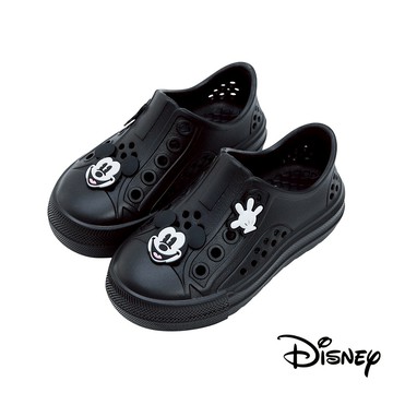 【迪士尼童鞋】立體飾釦造型防水洞洞鞋-黑(米奇)