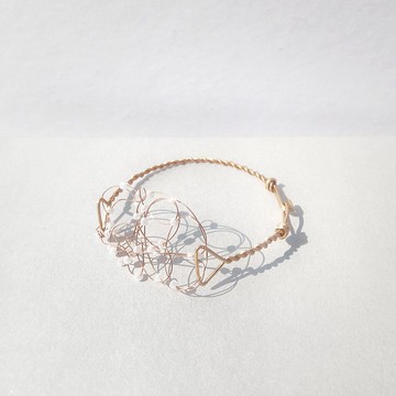 金屬扭花鐲-思緒 淡金結晶款