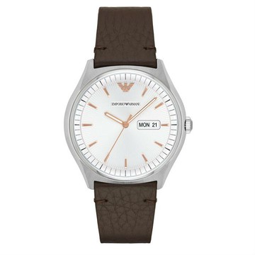 EMPORIO ARMANI亞曼尼 AR1999 復古簡約時尚雙日曆腕錶/白面43mm｜樂天全館特惠中★指定刷卡回饋10%