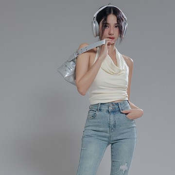 垂墜領繞脖背心-米杏【KT223824】