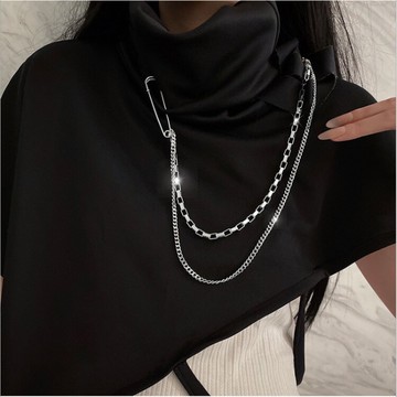 個性曲別針胸針嘻哈街頭時髦金屬鏈條朋克風西裝配飾