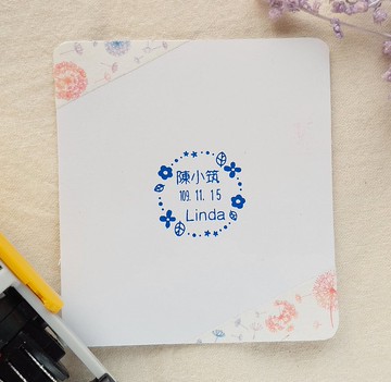 春日花圈 可調式日期章 | 日期姓名章 | 客製化