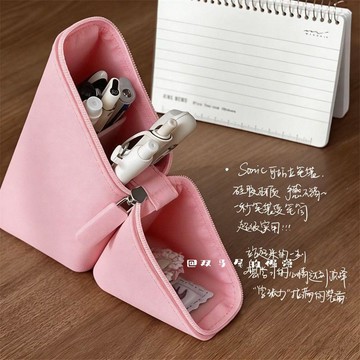👜 化妝收納包 👜粉色新款硅胶立体桌面笔筒大容量便携防摔笔袋化妆刷收纳神器个性