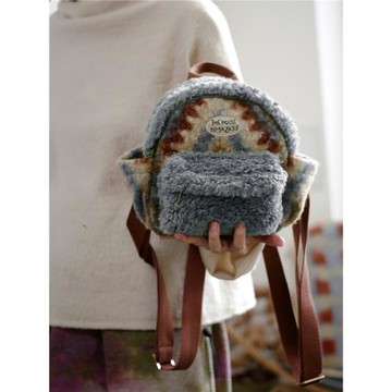 housedesign原創2025冬季新毛絨迷你小雙肩復古小眾毛毛小背包女