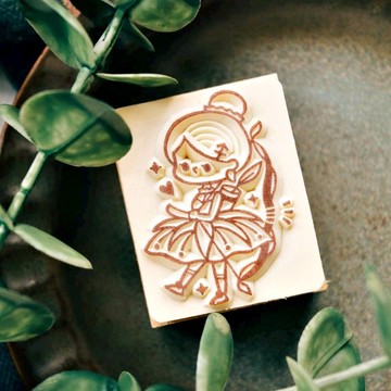 手工橡皮章 - 射手座女孩 星座系列章 4X5cm (可客製文字)