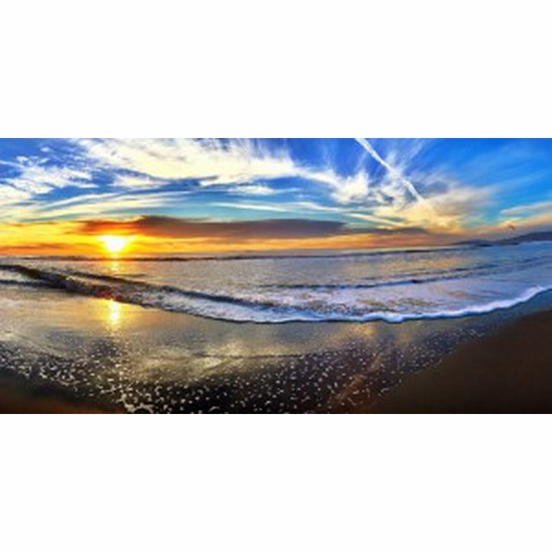 絵画風 壁紙ポスター 波 波打ち際と幻想的な夕焼け雲 サンセットビーチ 日没 海 At パノラマ Swav 104s1 1152mm 576mm 通販 Lineポイント最大1 0 Get Lineショッピング