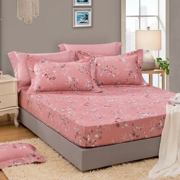 床包組-內含床包+枕套/純粹好棉/2407花苞仙子(粉)