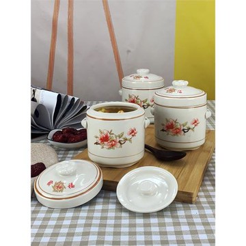 家和福隔水燉盅陶瓷家用蒸蛋碗雙蓋燉罐帶蓋小湯盅甜品盅燉湯商用