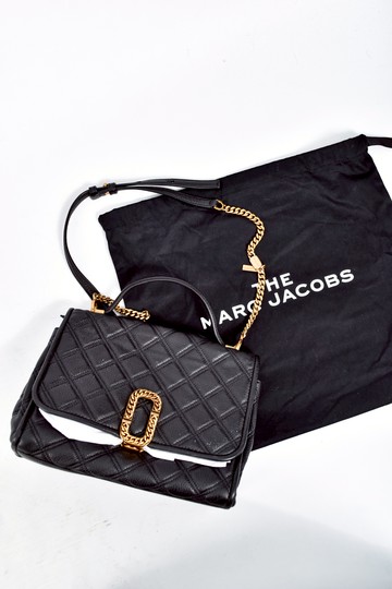 marc jacobs黑色金鏈logo翻蓋式手提肩背兩用包