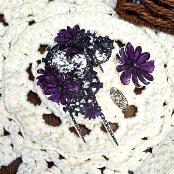 蒸氣龐克風花朵貼紙 紫色款