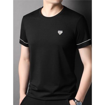 桑蠶絲短袖t恤男夏季新款休閑潮流絲光棉帥氣男裝半袖冰絲體恤衫