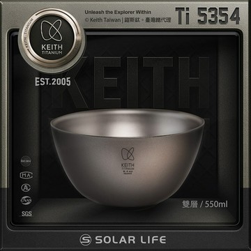 Keith 鎧斯鈦雙層鈦碗 550ml / Ti5354.雙層隔熱鈦碗 鈦金屬餐碗 飯菜湯麵碗 防燙防摔兒童碗 戶外露營登山野炊