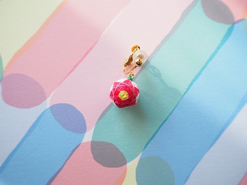 tachibanaya 日本手鞠球 耳飾 comari 一月 山茶花 傳統工藝 手鞠 刺繡 耳環