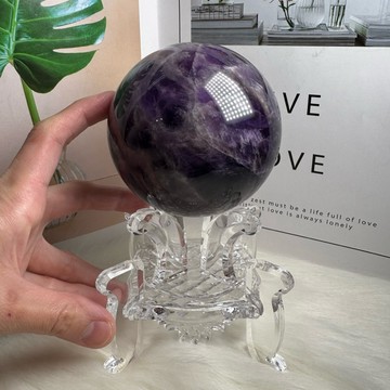 天然水晶 紫水晶球 44號1046公克直徑9公分🔮虎牙紫水晶球 夢幻虎牙紫水晶球 招財 趨吉避凶 開運圓圓 A2830