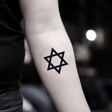 OhMyTat 大衛之星 Star of David 刺青圖案紋身貼紙 (2 張)