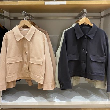 小蓉女裝2024秋季新款針織休閑茄克可機洗寬松夾克翻領外套469775