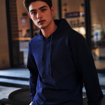 衛衣男連帽純棉健身簡約長袖套頭運動休閑外套時尚彈力純色男士潮