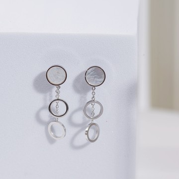 圓圓圈圈後掛式316細-醫療鋼針成對耳環-A40077