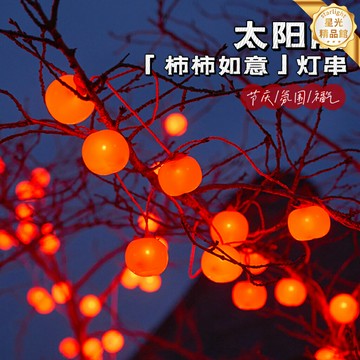 【太陽能柿子燈】氛圍燈 彩燈 裝飾燈 庭院燈 串燈 防水防雨 暖黃光 戶外庭院裝飾 春節過年喜慶 掛樹陽臺造景