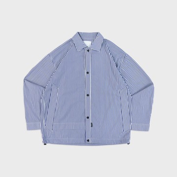 DYCTEAM - 日常系列 藍白條紋_寬鬆襯衫抽繩外套