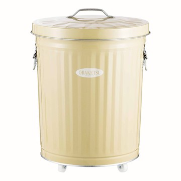 日本 OBAKETSU 手工製附輪垃圾桶 33L(贈垃圾袋環)象牙色
