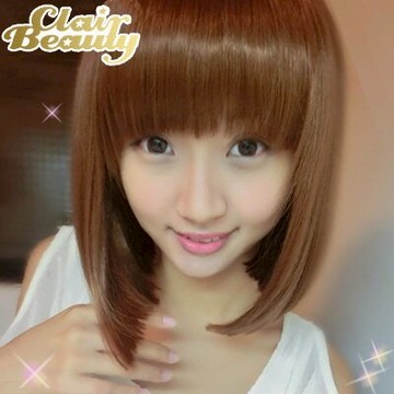 假髮完美女生齊瀏海鮑伯頭BOB頭~高仿真整頂假髮【3451K】☆雙兒網
