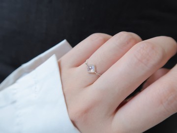 925純銀 方形 月光石 鍊戒 戒指 可調整 免費送禮包裝