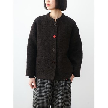 羊毛呢栗棕寬松質感外套短款 小魚原創秋冬新款高級感復古小西裝