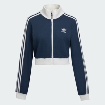 Adidas 愛迪達 Crop Tt KC2646 女 外套/夾克 短版外套 休閒穿搭 深藍 亞版 針織