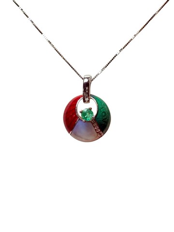 18k琺瑯吊墜 天然寶石