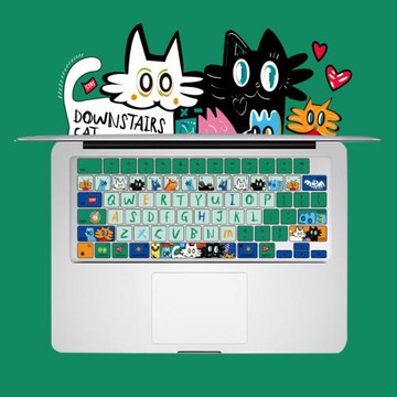 適用新MacBook硅膠鍵盤膜m2保護3air蘋果筆記本14電腦pro13樓下貓