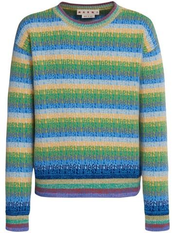 Marni - logo intarsia-knit wool jumper - men - Virgin Wool - 48 - Blue