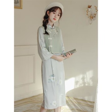 馬甲旗袍漢服套裝優雅連衣裙刺繡