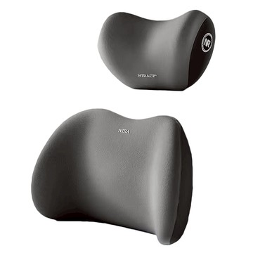 汽車記憶靠枕套裝，記憶棉+合成纖維，頭枕約26*18*12CM，靠枕約40*30*10CM  深灰色  1組