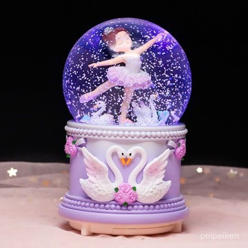 【臺灣-出貨】粉色夢幻天鵝芭蕾舞女孩水晶球音樂旋轉八音盒送公主女生生日禮物 XM5R