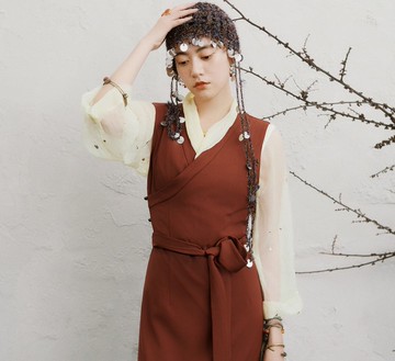 【遇見拉薩的陽光】 城市遊牧風/藏族元素/薄紗連衣裙